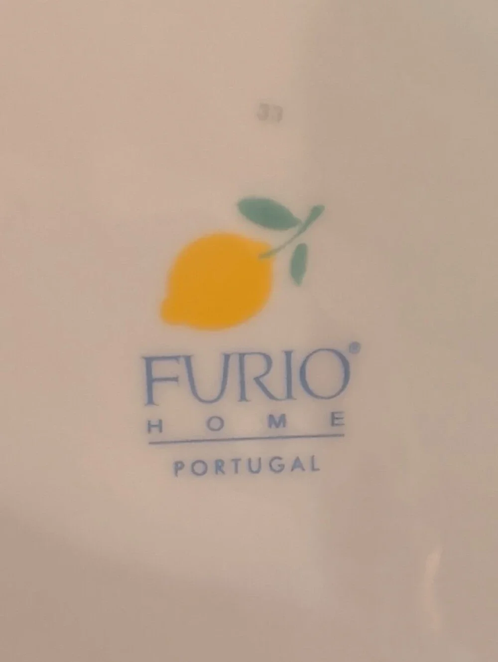 Ceramic Serving Bowl in Yellow and Blue - Decorative Fruit Pattern